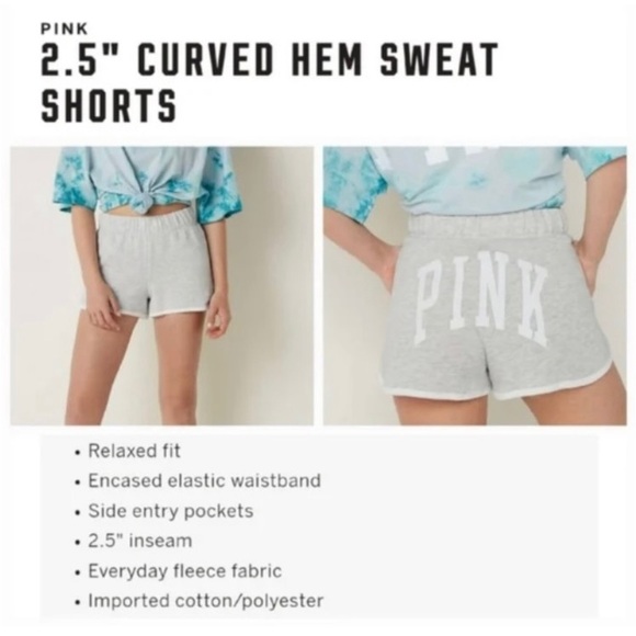 Victoria’s Secret PINK Lilac Purple 2.5” Curved Hem Sweat Shorts Script Logo XS - Picture 6 of 12